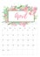 Vintage floral calendar 2018