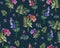 Vintage floral herbs seamless pattern with forest flowers and leaf. Print for textile wallpaper endless. Hand-drawn