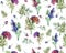 Vintage floral herbs seamless pattern with forest flowers and leaf. Print for textile wallpaper endless. Hand-drawn