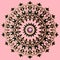 Vintage floral mandala. Jewelry round Damask ornament. Beautiful elegance pink background. 3d gemstones. Vector ornamental