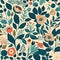 Vintage Floral Pattern with Elegant Botanical Elements, AI Generated