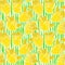 Vintage floral pattern with yellow tulips