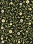 Vintage floral seamless pattern on dark background. Vector illustration.