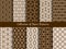 Vintage floral seamless pattern set. Retro asian tile samples on sepia background