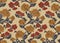 Vintage floral upholstery fabric seamless pattern cream background