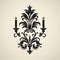 Vintage Floral Wall Sconce Vector Stencil - Black And White Design