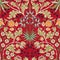 Vintage flowers and foliage seamless pattern on red background. Color vector illustration.