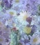 Vintage flowers painting.Flowers in soft color and blur style