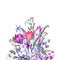 Vintage Flowers Watercolor Bouquet, Purple Tulips