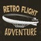 Vintage fly print design. Retro flight concept. Airship tee. Dirigible Travel label, logotype with lettering elements