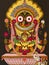 Vintage Folk Art painting of Lord Vishnu as Jagannath