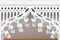 Vintage forged iron arch, white ornamental decoration, close-up