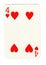Vintage four of hearts playing card.