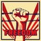 Vintage Freedom poster raised fist and barbed wire