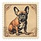 Vintage French Bulldog Post Stamp With Digitally Enhanced Americana Design