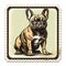 Vintage French Bulldog Postage Stamp - Detailed Character Design