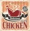 Vintage fried chicken poster design
