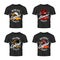 Vintage furious eagle, boar, cobra bikers club tee print vector vector design isolated on black t-shirt mockup