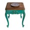 Vintage Furniture - Retro wooden vintage table with green painted legs isolated on white including clipping path