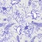 Vintage garden flowers vector seamless pattern