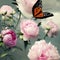 Vintage Garden Serenade - Peonies, Birds, and Butterflies in Nostalgic Art