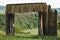 Vintage gateway, ancient city wooden gate