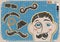 Vintage gentleman face and mustaches on old paper