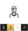 Vintage gentleman logo or retro hat man silhouette vector icon