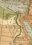 A vintage geographical map of Egypt in sepia.