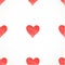 Vintage geometric seamless vector pattern of red hand drawn watercolor paint hearts