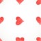 Vintage geometric seamless vector pattern of red hand drawn watercolor paint hearts 2
