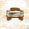 Vintage german car icon on wooden background