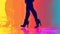 Vintage Glam: Silhouette of a Woman with Pin-up Style Ankle Boots on a Modern Poster.