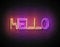 Vintage Glow Signboard with Hello Inscription