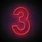 Vintage Glow Signboard with Number Three, Design Element