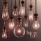 Vintage Glowing Light Bulbs Transparent Set