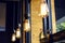 Vintage glowing tungsten light bulbs