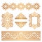 Vintage gold borders and frames on white