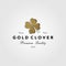 Vintage gold clover leaf logo vector icon illustration