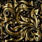 Vintage gold ornamental 3d seamless pattern. Vector floral patterned background. Beautiful textured flowers, leaves, swirls, polk