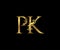 Vintage Gold P, K and PK Letter Floral logo. Classy drawn emblem for book design, weeding card, brand name, business card,