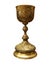 Vintage golden church utensil isolated over white