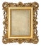 Vintage golden frame empty grunge cracked canvas