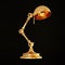 Vintage golden lamp isolated on black background