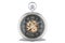 Vintage golden pocket watch with black dial face, 3D rendering