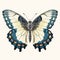 Vintage Gothic Butterfly Illustration With Blue White Butterflies