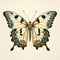 Vintage Gothic Butterfly Illustration On White Background