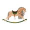 Vintage gouache drawing of old fasion rocking horse