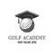 Vintage Graduate Toga Hat with Golf Ball for Sport Course Education School Academy Club Logo Design