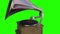 Vintage gramophone. Gramophone plays a vinyl record on green screen background